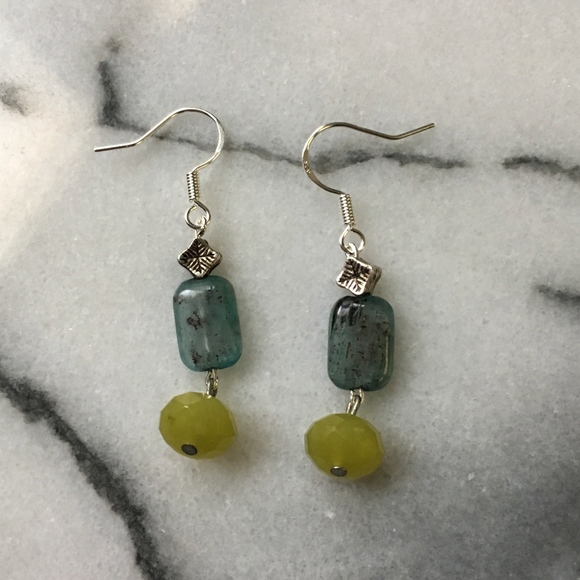 Vintage Jewelry - Kyanite gem stone sterling earrings